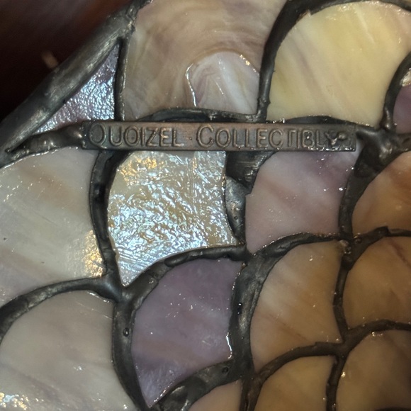 Pair of Quoizel Leaded glass fish scale pendant lights - Picture 2 of 3